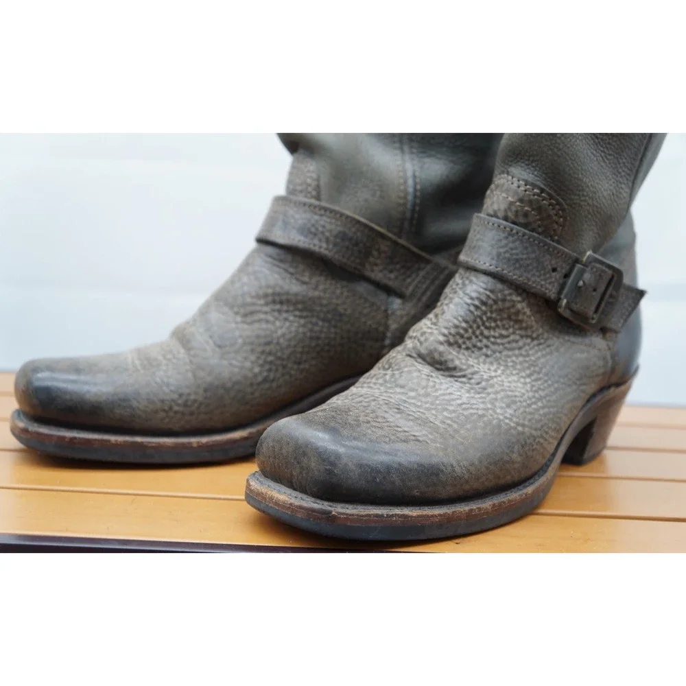 Frye Harness 12R Leather Motorcycle Boots Made in USA Size 7.5M